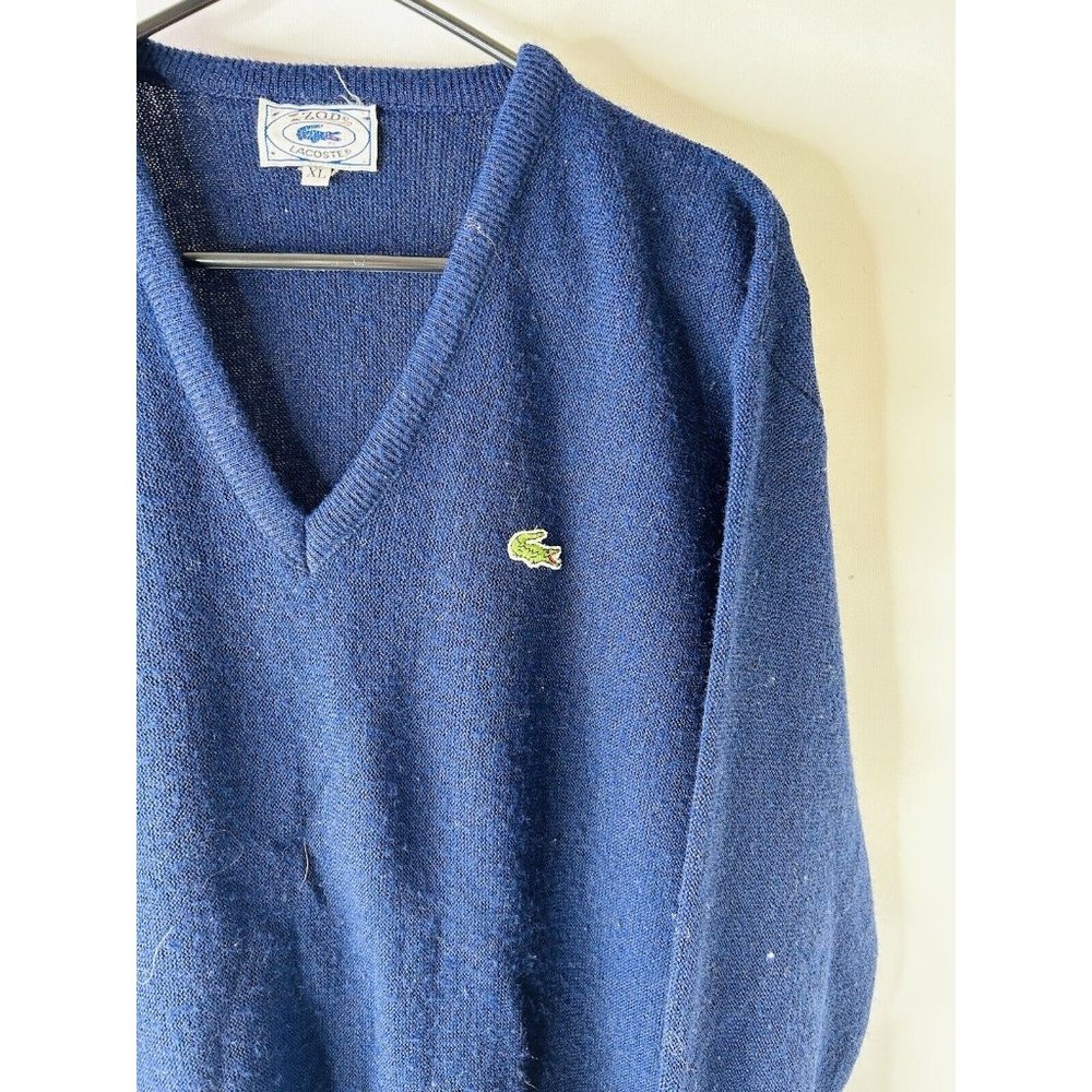 Vintage 1970'S Lacoste IZOD acrylic knit sweater, men's size XL unclear navy blue type Vintage Second Hand main image 1